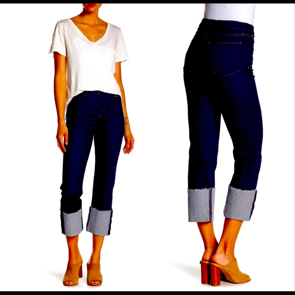 NWT Hudson high rise Deep Cuff Straight Crop Jeans